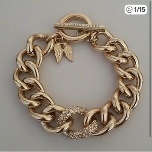 Victoria's Secret Gold Chain Bracelet with Crystal Detail